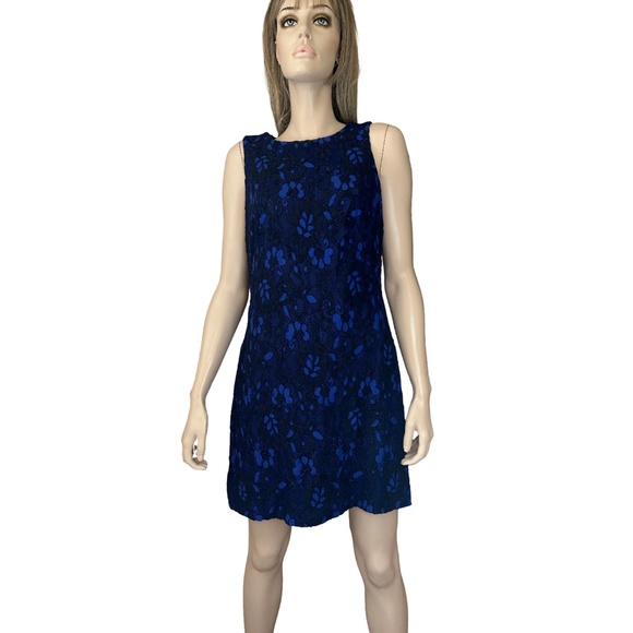 Ralph Lauren Dress Sheath Lace Overlay Royal Blue Cocktail Sleeveless - Picture 3 of 15